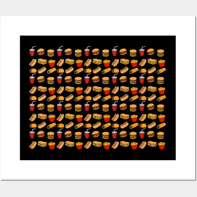 Fastfood Hamburger Cola Hot Dog Sandwich Geschenk Wall Art by Macphisto Shirts